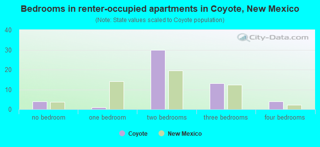 Bedrooms in renter-occupied apartments in Coyote, New Mexico