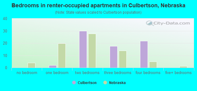 Bedrooms in renter-occupied apartments in Culbertson, Nebraska