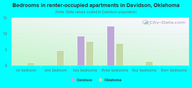 Bedrooms in renter-occupied apartments in Davidson, Oklahoma