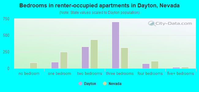 Bedrooms in renter-occupied apartments in Dayton, Nevada