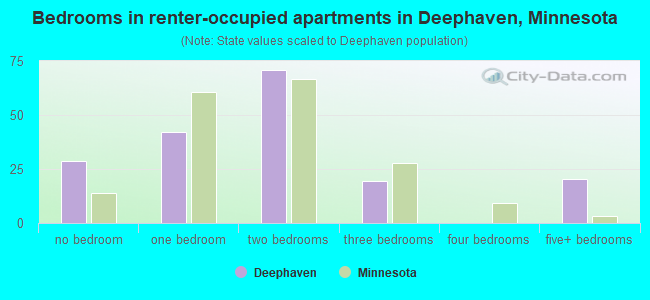 Bedrooms in renter-occupied apartments in Deephaven, Minnesota