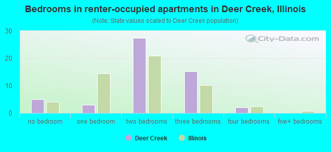 Bedrooms in renter-occupied apartments in Deer Creek, Illinois