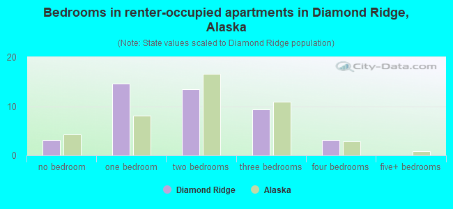 Bedrooms in renter-occupied apartments in Diamond Ridge, Alaska