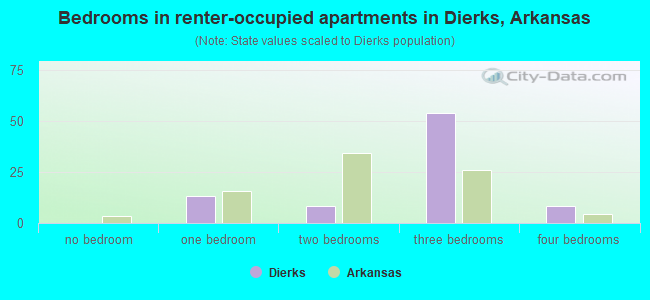 Bedrooms in renter-occupied apartments in Dierks, Arkansas