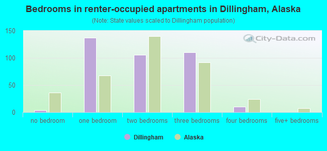 Bedrooms in renter-occupied apartments in Dillingham, Alaska