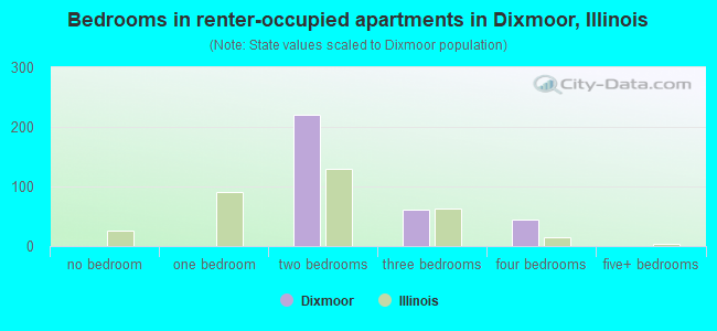 Bedrooms in renter-occupied apartments in Dixmoor, Illinois