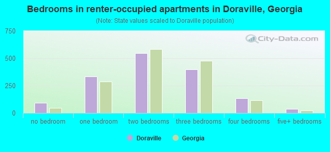 Bedrooms in renter-occupied apartments in Doraville, Georgia