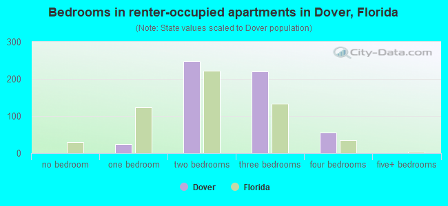 Bedrooms in renter-occupied apartments in Dover, Florida