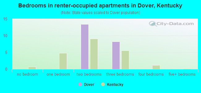 Bedrooms in renter-occupied apartments in Dover, Kentucky