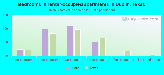 Bedrooms in renter-occupied apartments in Dublin, Texas