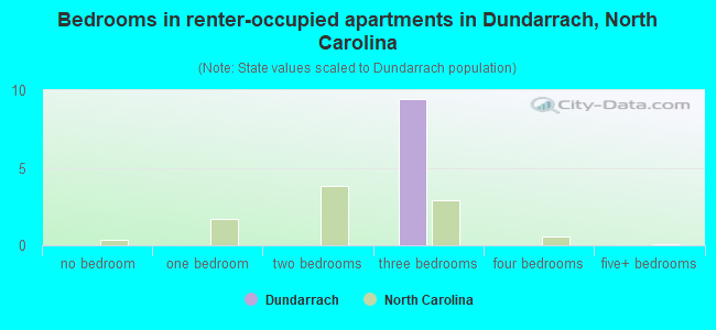 Bedrooms in renter-occupied apartments in Dundarrach, North Carolina