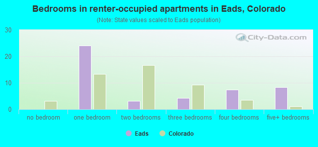 Bedrooms in renter-occupied apartments in Eads, Colorado