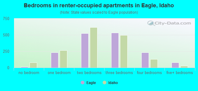 Bedrooms in renter-occupied apartments in Eagle, Idaho