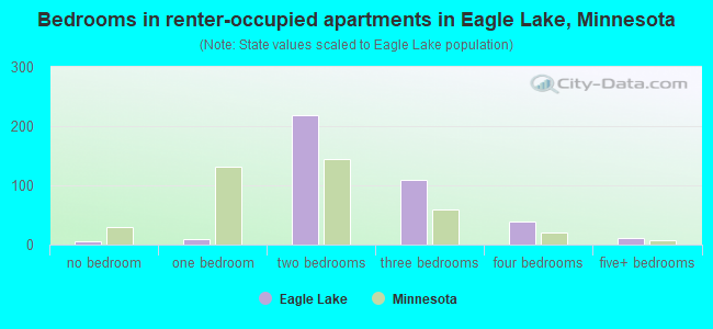 Bedrooms in renter-occupied apartments in Eagle Lake, Minnesota