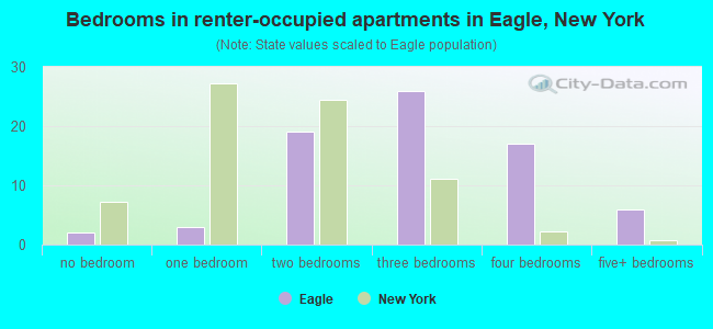 Bedrooms in renter-occupied apartments in Eagle, New York