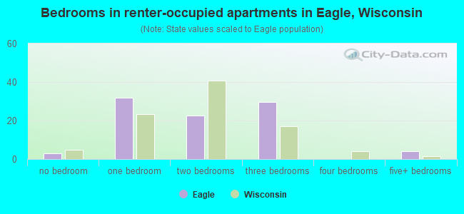 Bedrooms in renter-occupied apartments in Eagle, Wisconsin