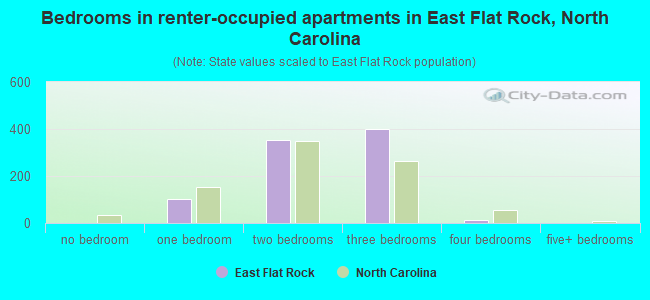 Bedrooms in renter-occupied apartments in East Flat Rock, North Carolina