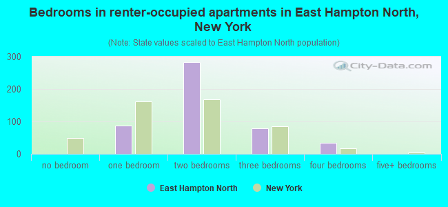 Bedrooms in renter-occupied apartments in East Hampton North, New York