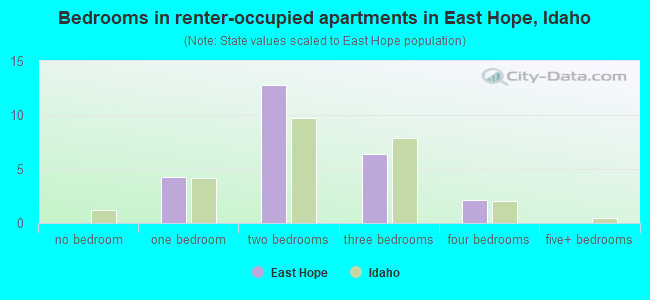 Bedrooms in renter-occupied apartments in East Hope, Idaho