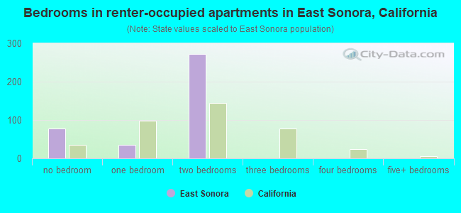 Bedrooms in renter-occupied apartments in East Sonora, California