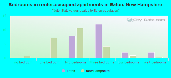 Bedrooms in renter-occupied apartments in Eaton, New Hampshire