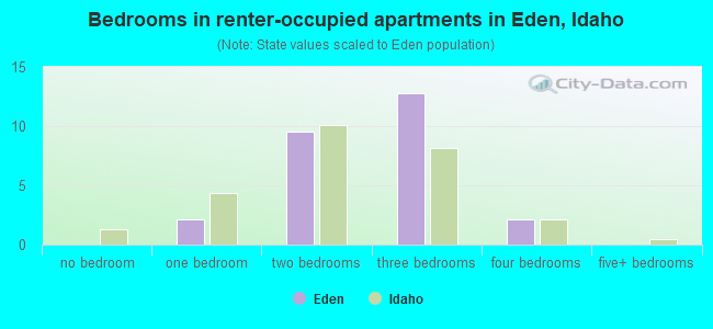 Bedrooms in renter-occupied apartments in Eden, Idaho