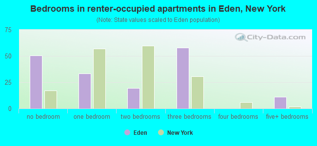 Bedrooms in renter-occupied apartments in Eden, New York