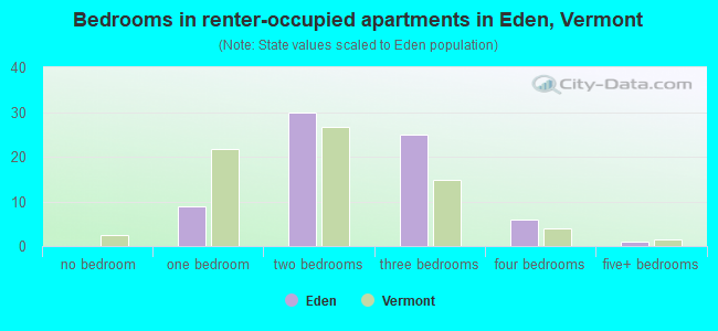 Bedrooms in renter-occupied apartments in Eden, Vermont