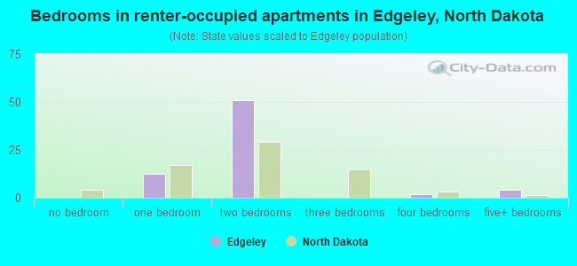 Bedrooms in renter-occupied apartments in Edgeley, North Dakota