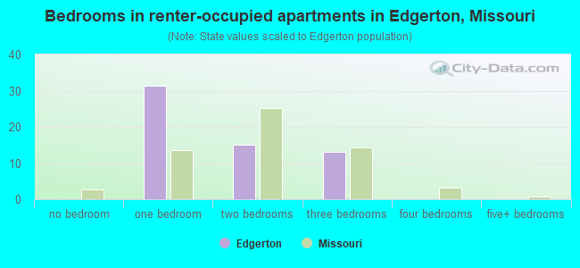 Bedrooms in renter-occupied apartments in Edgerton, Missouri