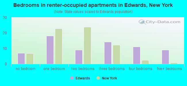 Bedrooms in renter-occupied apartments in Edwards, New York