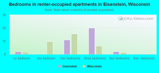 Bedrooms in renter-occupied apartments in Eisenstein, Wisconsin