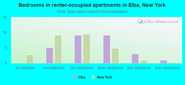 Bedrooms in renter-occupied apartments in Elba, New York