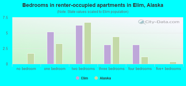 Bedrooms in renter-occupied apartments in Elim, Alaska