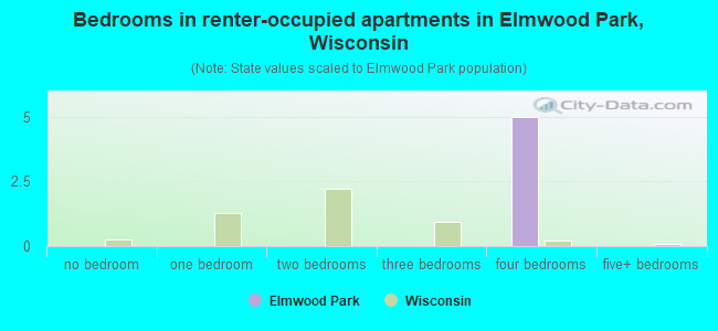 Bedrooms in renter-occupied apartments in Elmwood Park, Wisconsin