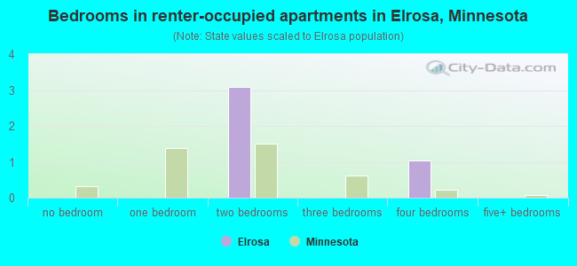 Bedrooms in renter-occupied apartments in Elrosa, Minnesota