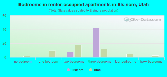 Bedrooms in renter-occupied apartments in Elsinore, Utah