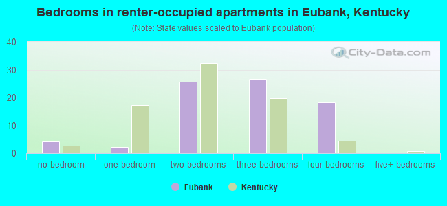 Bedrooms in renter-occupied apartments in Eubank, Kentucky