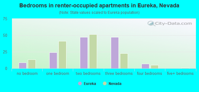 Bedrooms in renter-occupied apartments in Eureka, Nevada