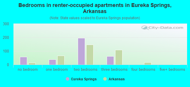 Bedrooms in renter-occupied apartments in Eureka Springs, Arkansas