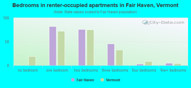 Bedrooms in renter-occupied apartments in Fair Haven, Vermont