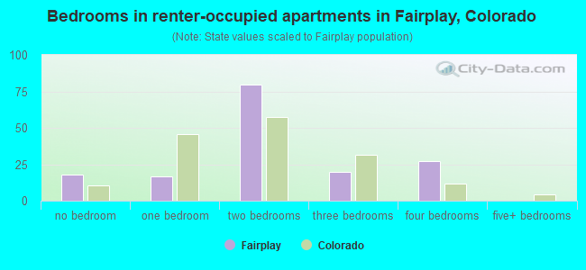 Bedrooms in renter-occupied apartments in Fairplay, Colorado