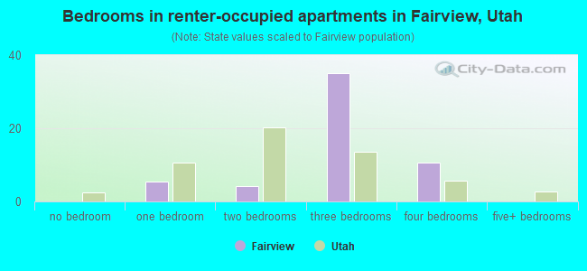 Bedrooms in renter-occupied apartments in Fairview, Utah