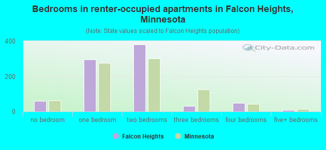 Bedrooms in renter-occupied apartments in Falcon Heights, Minnesota