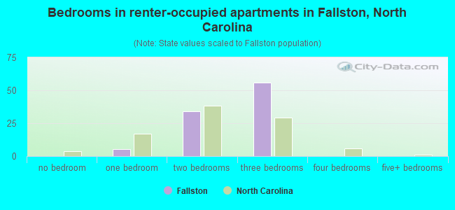Bedrooms in renter-occupied apartments in Fallston, North Carolina