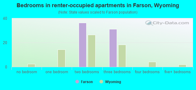 Bedrooms in renter-occupied apartments in Farson, Wyoming