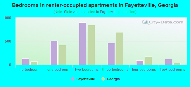 Bedrooms in renter-occupied apartments in Fayetteville, Georgia