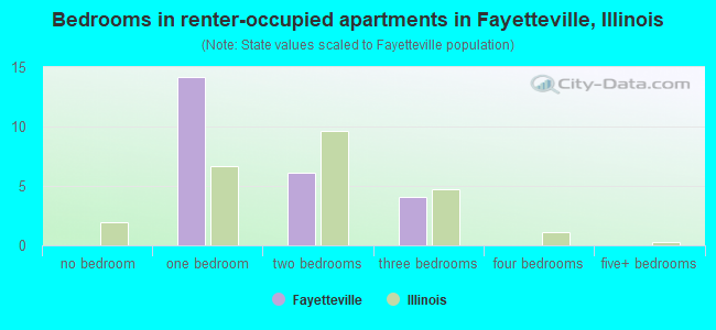 Bedrooms in renter-occupied apartments in Fayetteville, Illinois