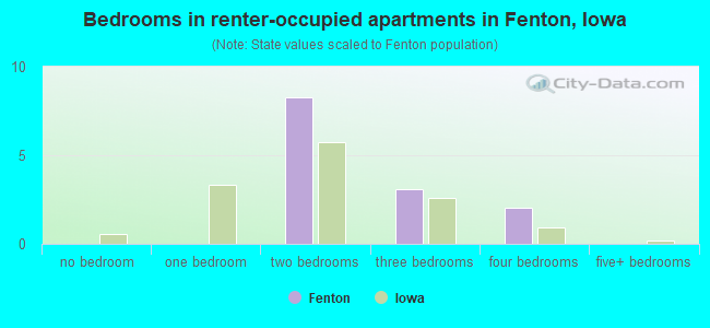 Bedrooms in renter-occupied apartments in Fenton, Iowa