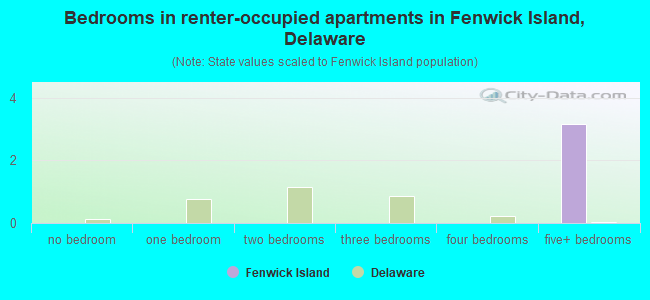 Bedrooms in renter-occupied apartments in Fenwick Island, Delaware